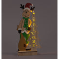 Battery Operated 29cm Wooden Reindeer & Tree w/5 Warm White LEDs Christmas Decoration
