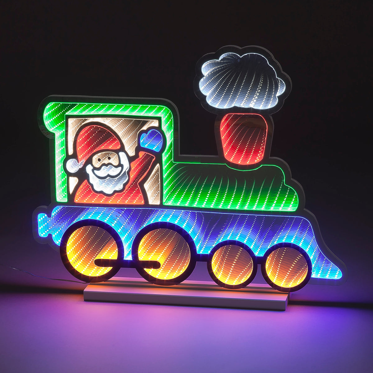 63cm Infinity Santa In Train Outdoor Christmas Decoration