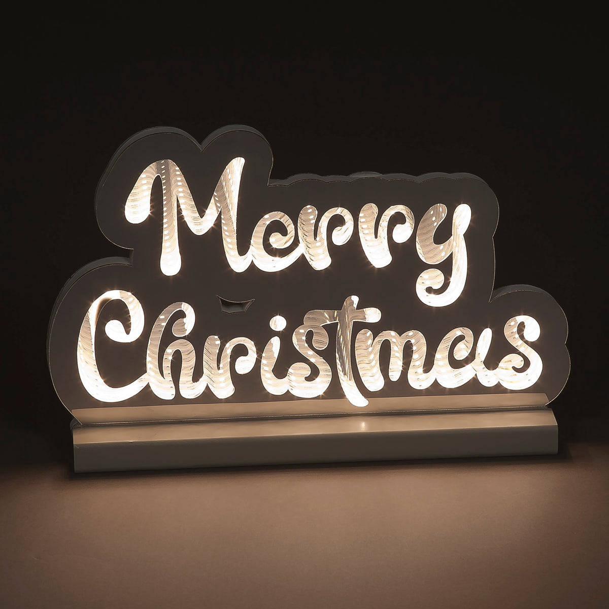 32cm Infinity Merry Christmas w/Wooden Base Indoor Christmas Decoration
