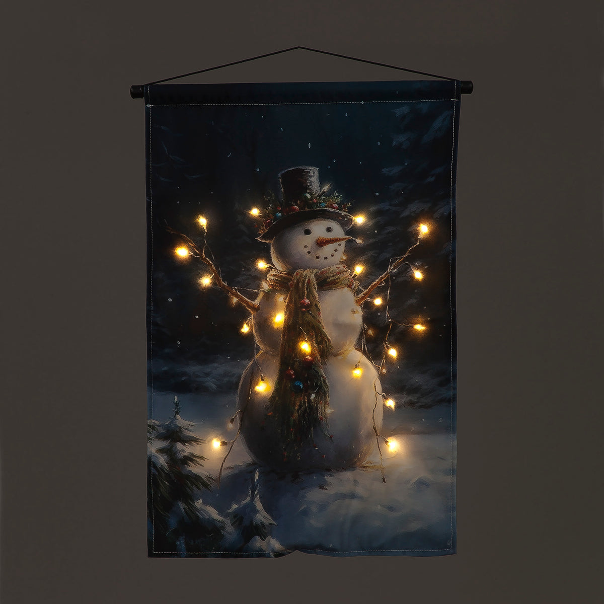 40x60cm LED Tapestry - Snowman in Hat & Scarf Design
