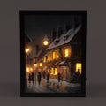 Battery Operated 30x40cm LED Framed Canvas Winter Street Christmas Decoration