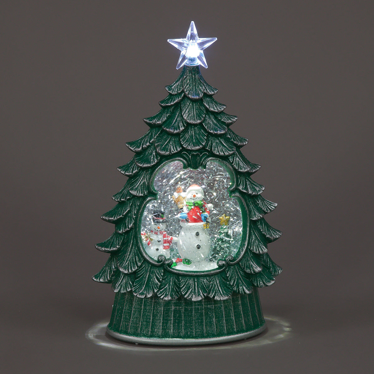 26cm LED Water Tree with Snowmen & Trees