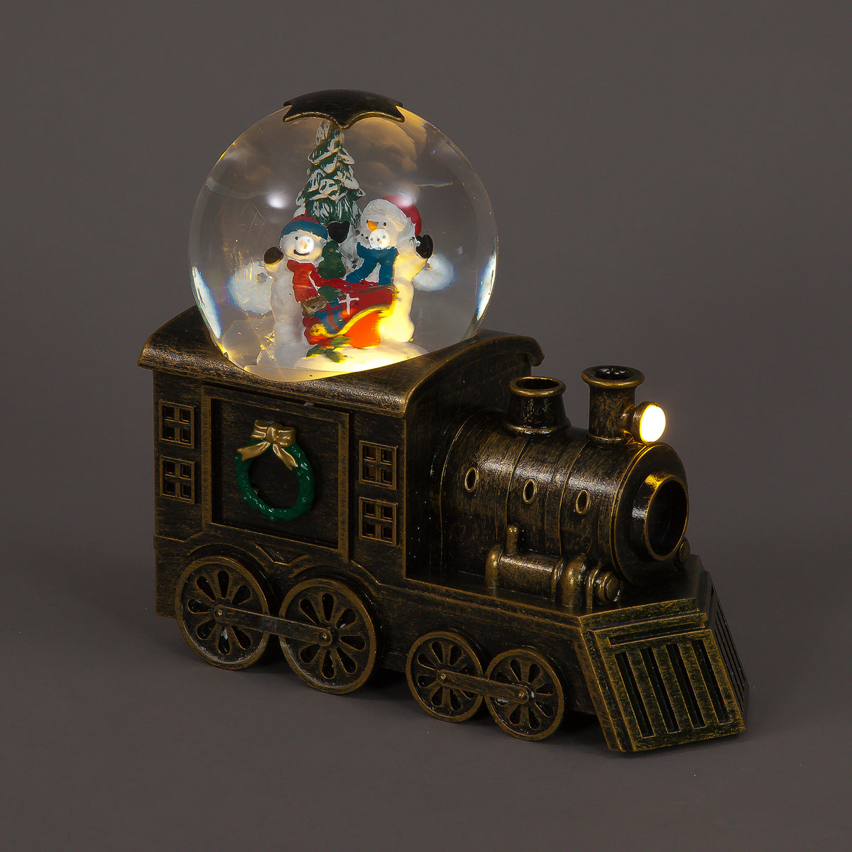 19cm LED Water Train with Rotating Snowman