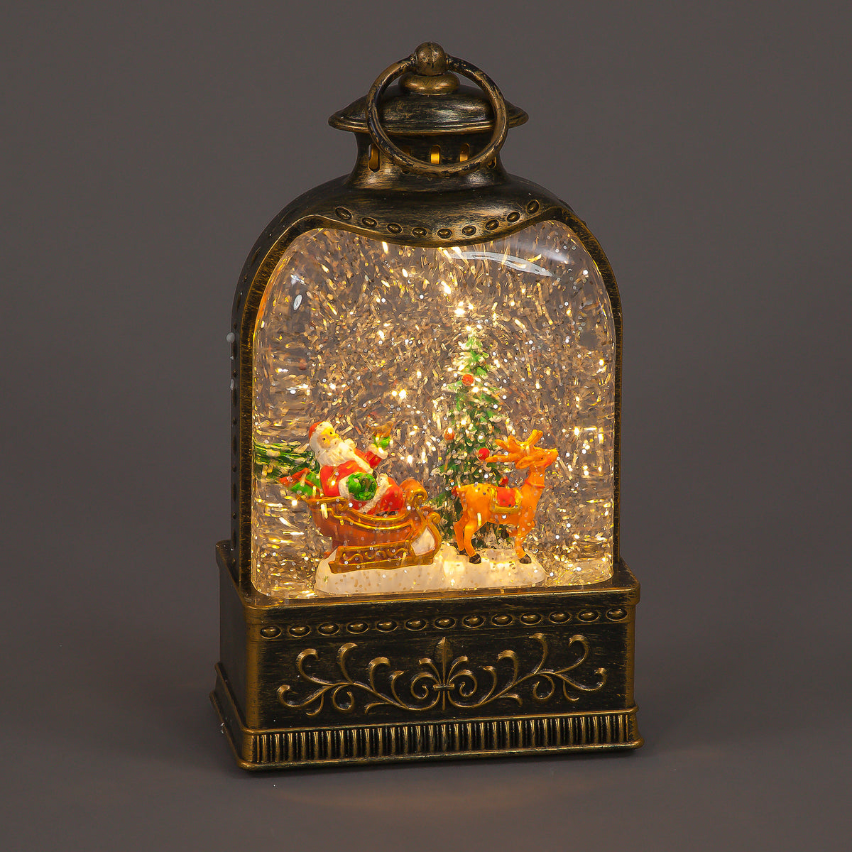 23cm LED Water Lantern with Santa - Holiday Decor