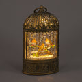 24cm LED Water Cage with Robins - Winter Wonderland