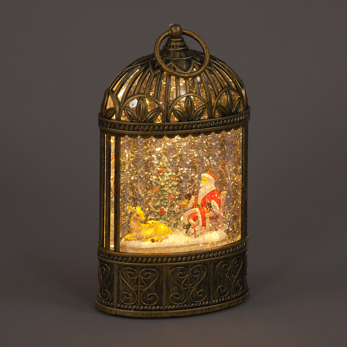 24cm LED Water Cage with Santa - Winter Wonderland