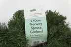 9ft Norway Spruce Christmas Garland Slim Green 25cm Wide