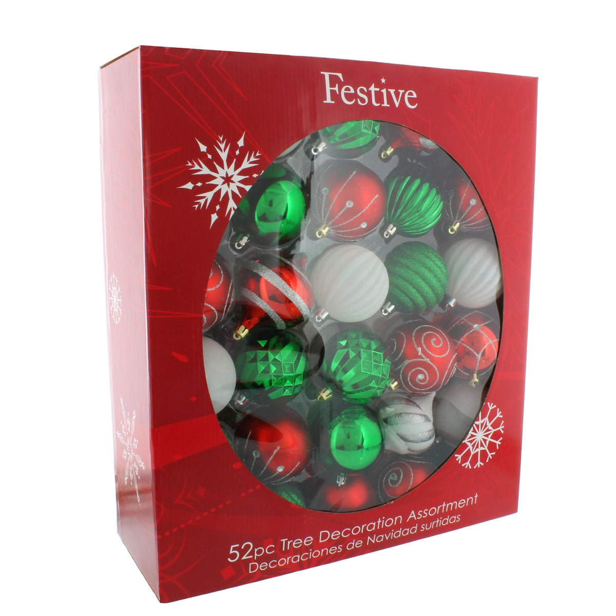 52 Piece Christmas Tree Bauble Decoration Pack