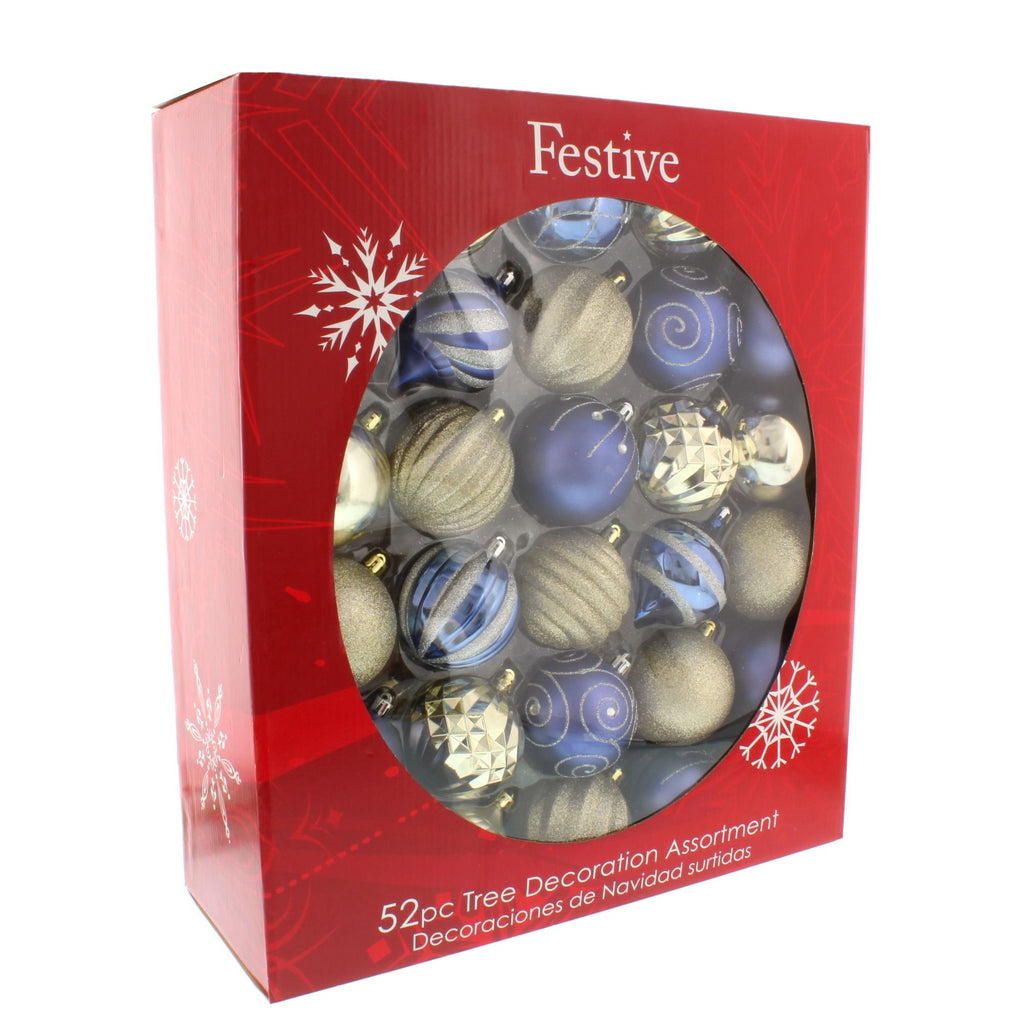 52 Piece Christmas Tree Bauble Decoration Pack
