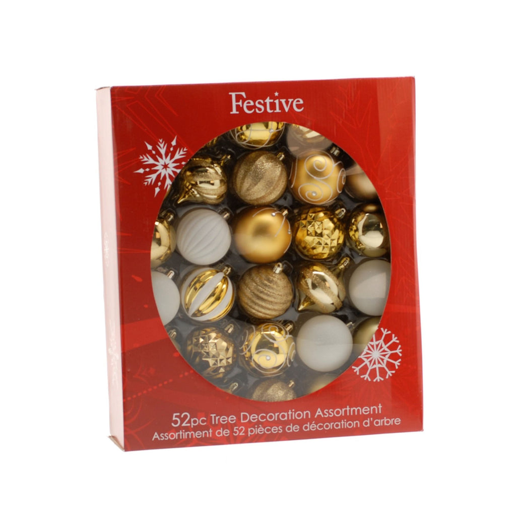 52 Piece Christmas Tree Bauble Decoration Pack