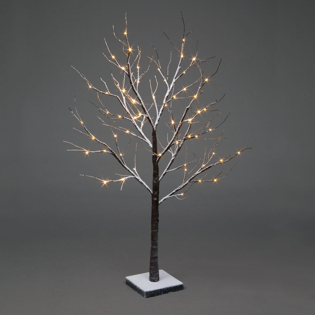 Frosted Snow Brown Winter Birch Christmas Twig Tree with Warm White LEDs