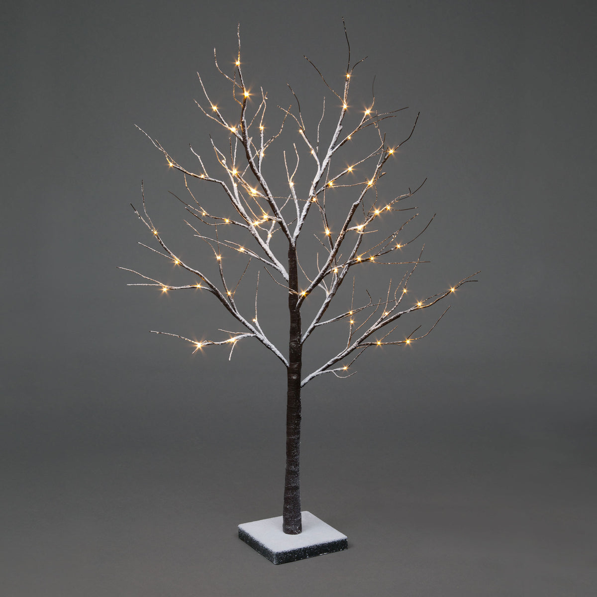 Frosted Snow Brown Winter Birch Christmas Twig Tree with Warm White LEDs