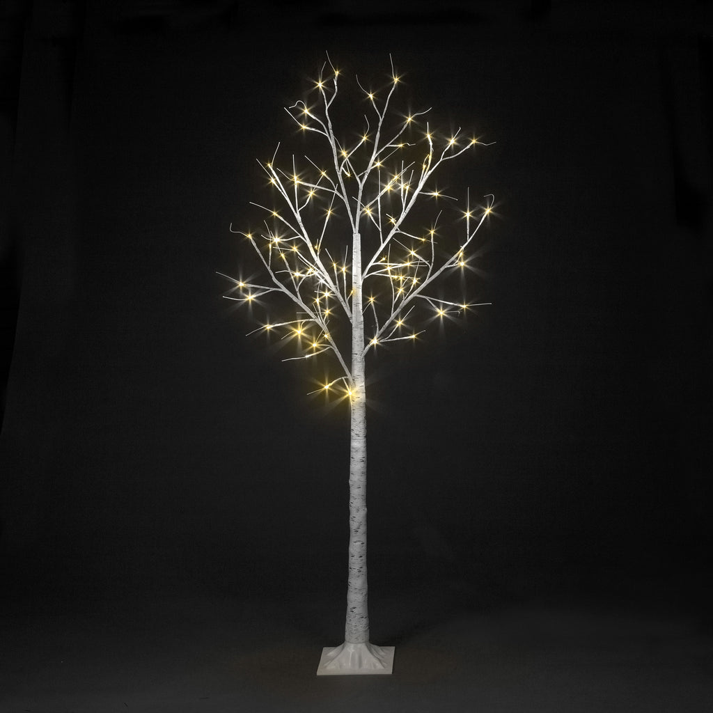 Birch Tree with Warm White Christmas LEDs (4ft-8ft)
