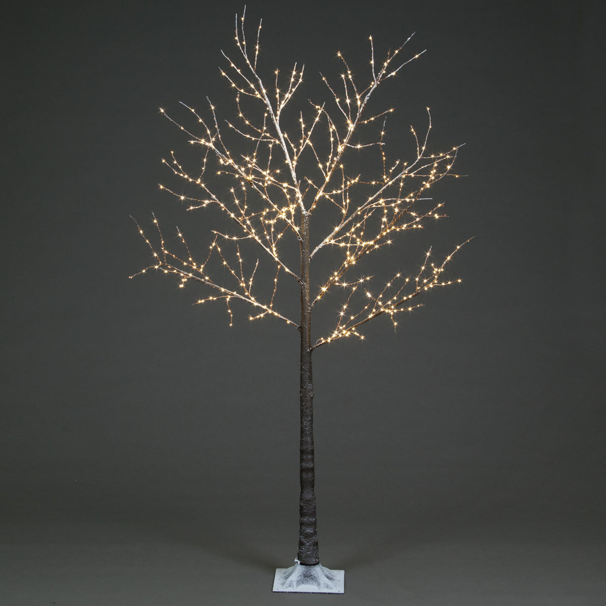 Frosted Brown Twig Tree With Warm White LEDs