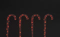 Set of 4 31cm White Iron Canes w/60 Red LED Copper Wire Lgts Christmas Decoration