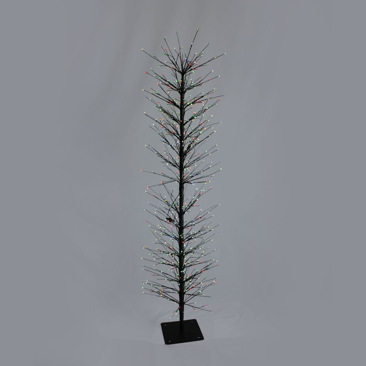 Slim Black Twig Tree with Flashing Multi Coloured LEDs