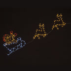 51CM 2D Sleigh & Reindeer Silhouette with 190 Multi-Coloured Cop Wire LEDs