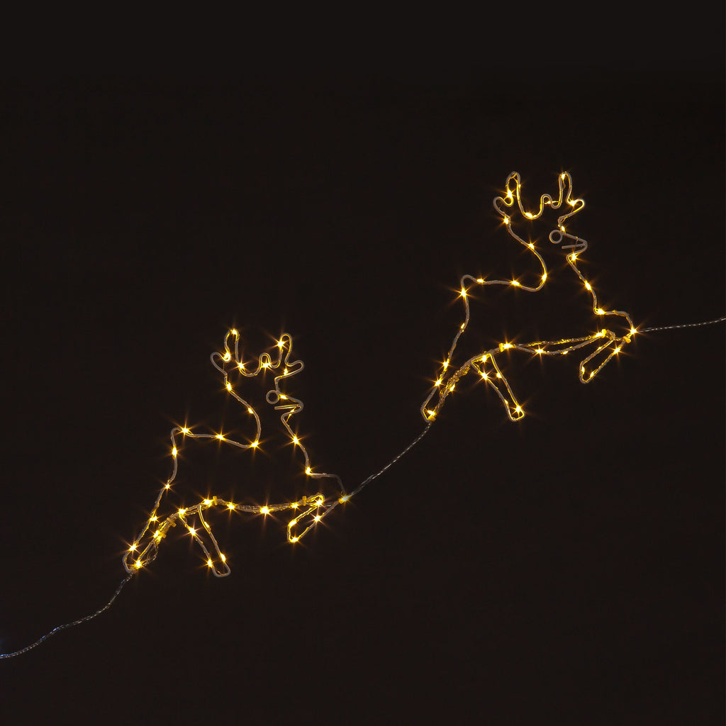 51CM 2D Sleigh & Reindeer Silhouette with 190 Multi-Coloured Cop Wire LEDs