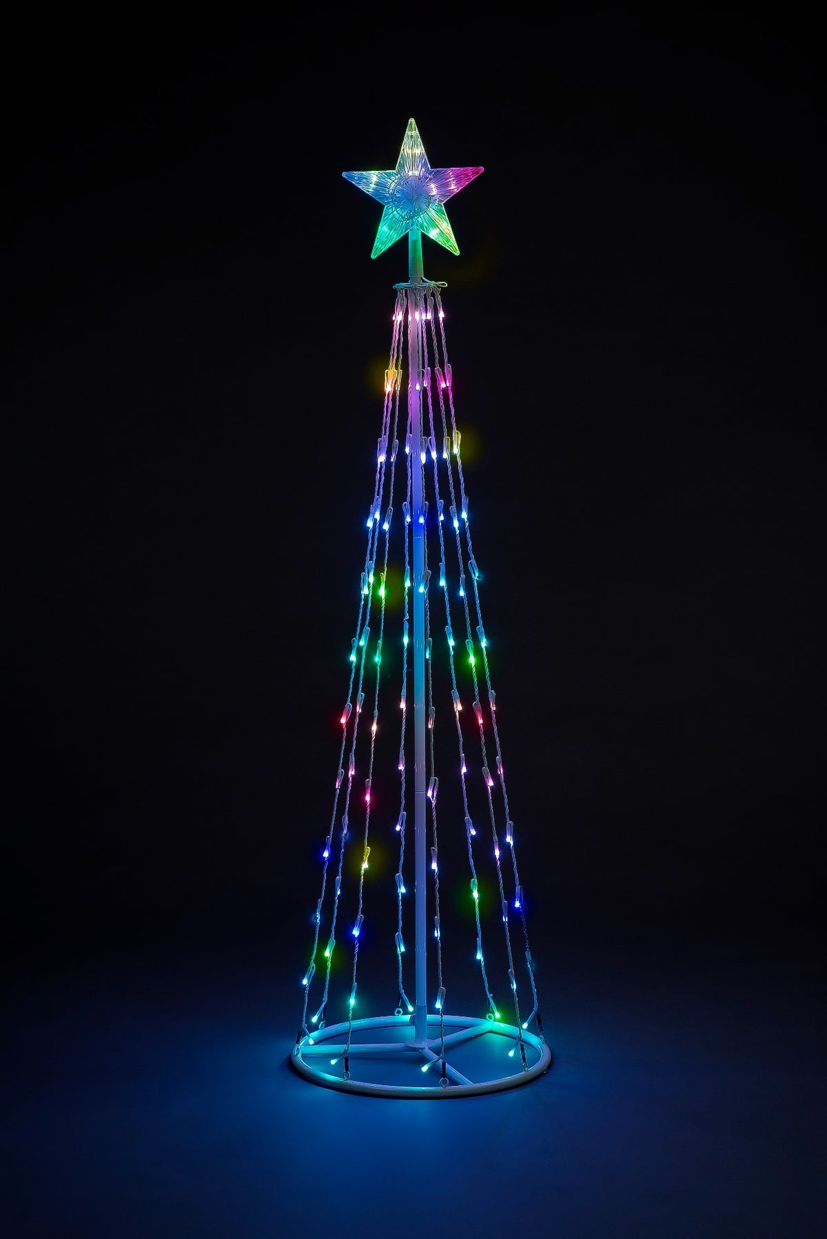 White Maypole Tree With Multi-Coloured Lights