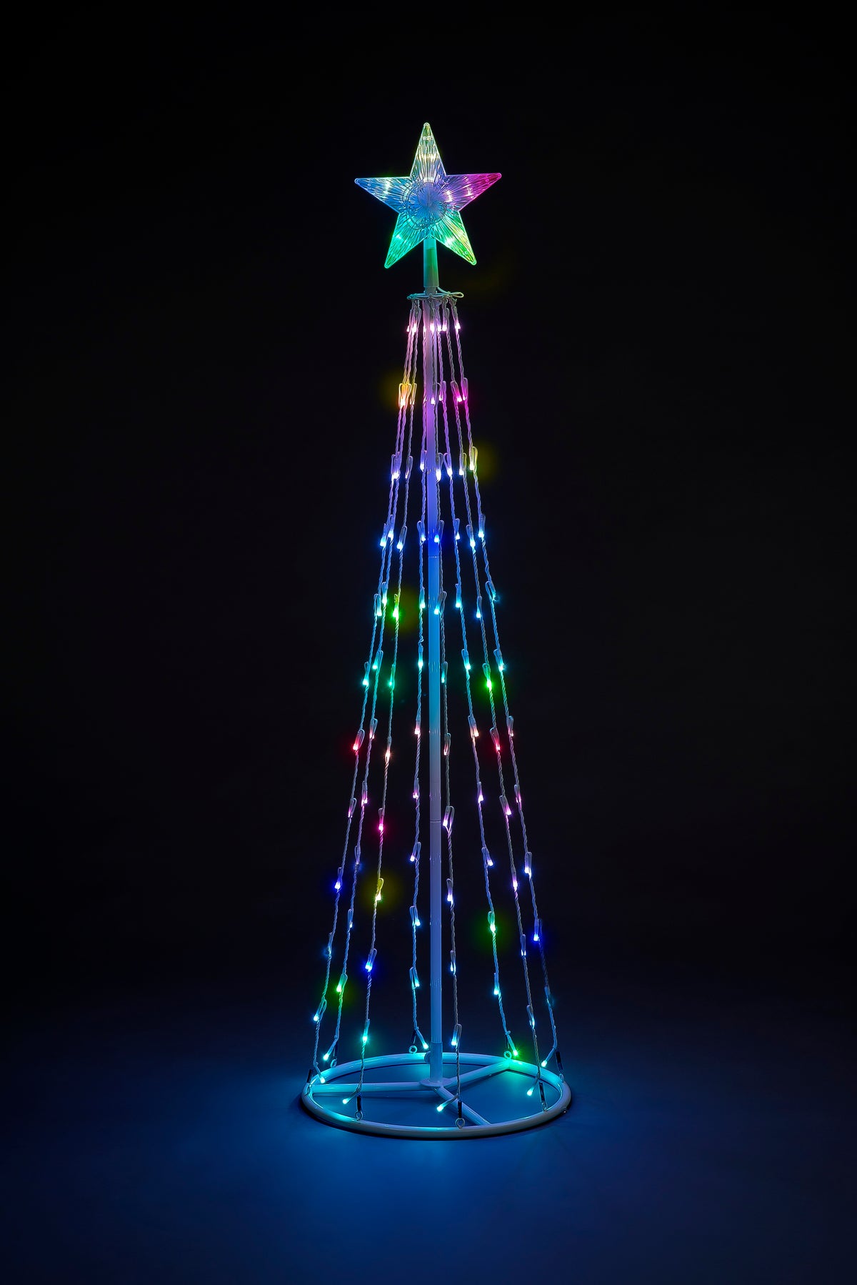 White Maypole Tree With Multi-Coloured Lights