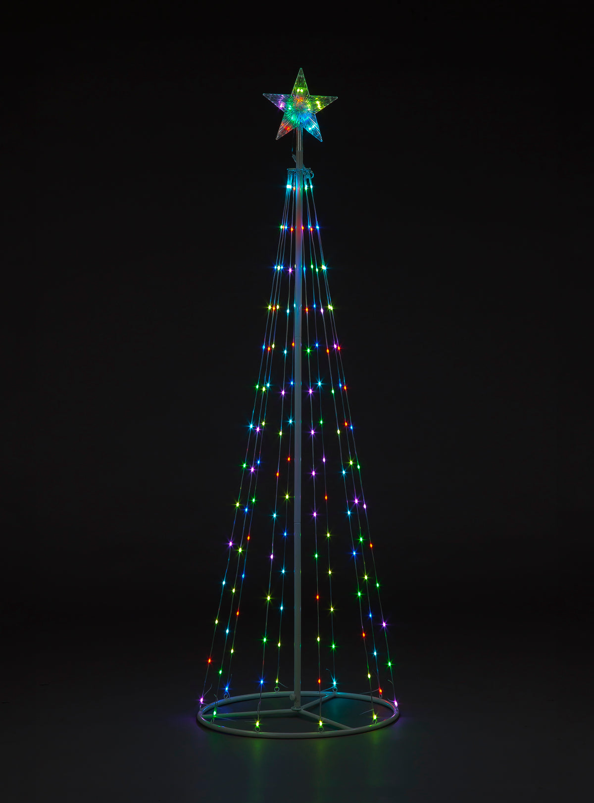 White Maypole Tree With Multi-Coloured Lights