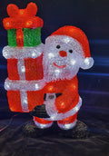 42cm Acrylic Santa with 3 Gifts - 40 White LED Lights