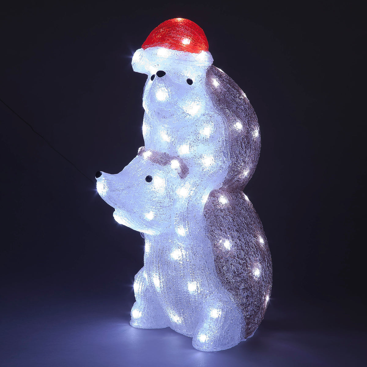 50cm Acrylic Hedgehog Duo  Christmas Decoration