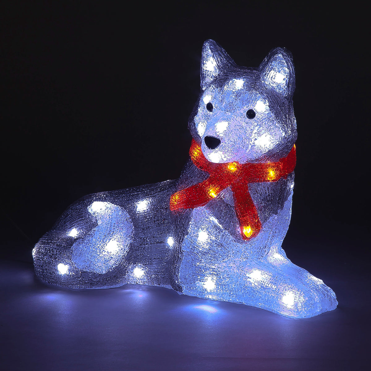 30cm Acrylic Husky w/Scarf  Christmas Decoration