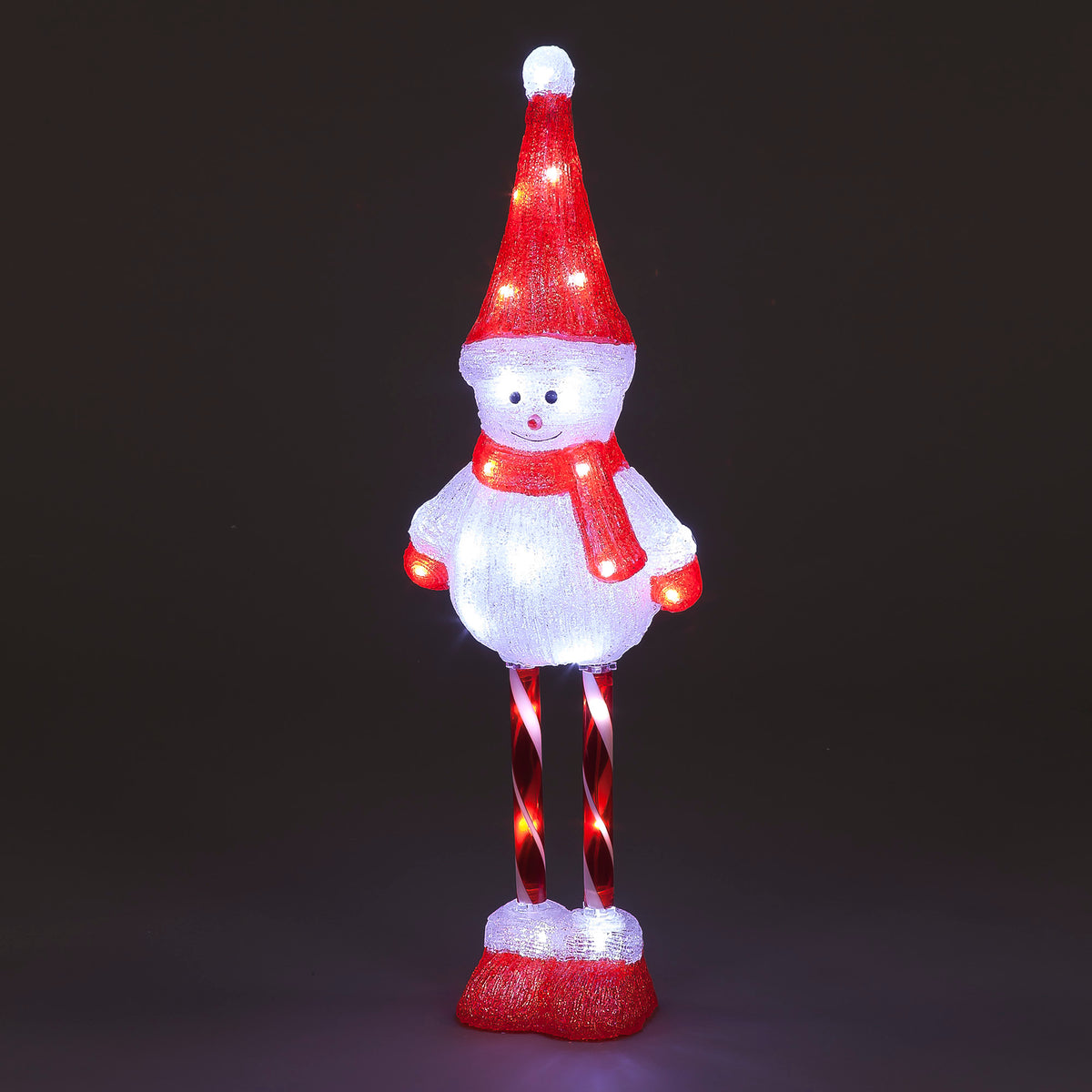 80cm Acrylic Snowman w/Long Legs & Tall Hat Christmas Decoration
