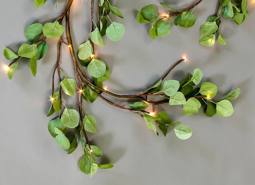 180cm Eucalyptus Green Garland With 36 WW LEDs