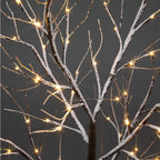 Frosted Snow Brown Winter Birch Christmas Twig Tree with Warm White LEDs