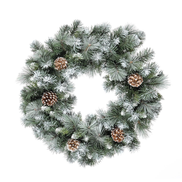 2ft Frosted Glacier Wreath with Pine Cones