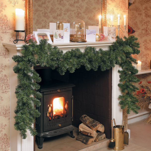 9ft Norway Spruce Christmas Garland Slim Green 25cm Wide