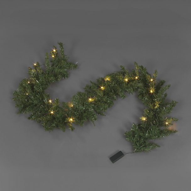 1.8m Pre Lit Christmas Garland with 20 Battery Operated LED Lights (Batteries Included)