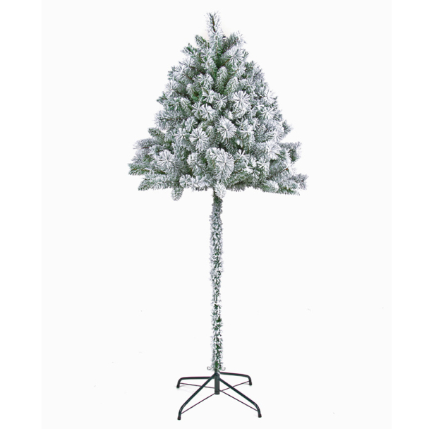 210cm Flocked Half Christmas Tree with Hinged branches and Mixed Needles
