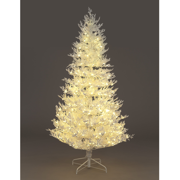 180cm Pre-Lit Saxon Snow Pine 300 Warm White LEDs PE Christmas Trees