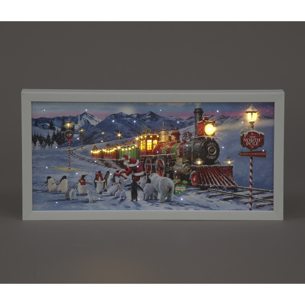 LED Wall Art: Santa Express to the North Pole - 40x20cm