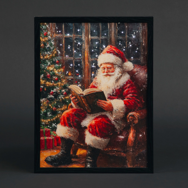 Santa LED Wall Art - 30x40cm - Festive Home Decor