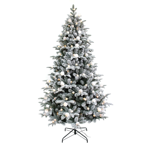 Pre-Lit Diamond Lake Flocked Hinged Christmas Tree