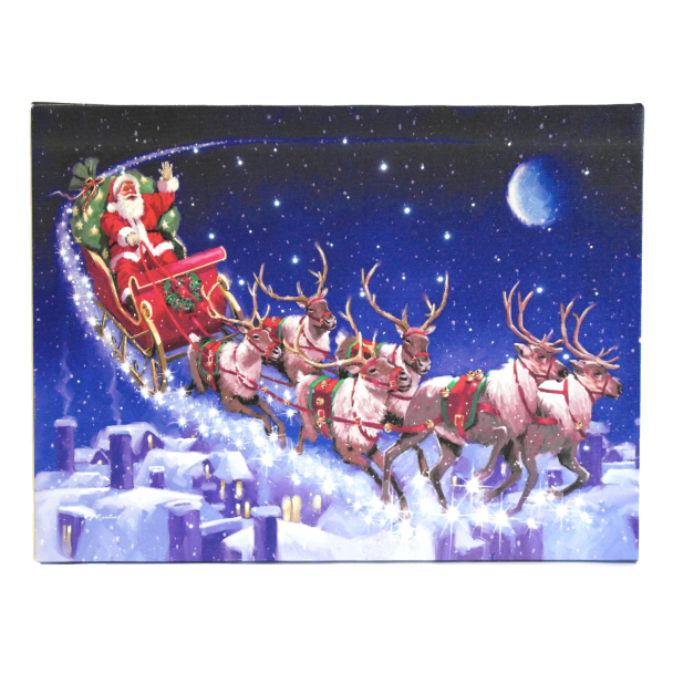 Fibre Optic Santa's Sleigh Canvas by Richard Macneil 40cm x 30cm