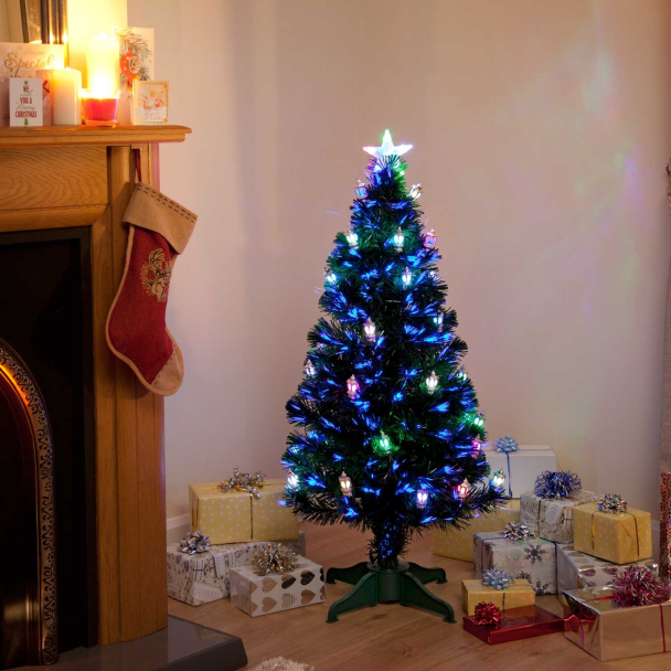 Victoriana Lantern Fibre Optic Tree with Blue Lights