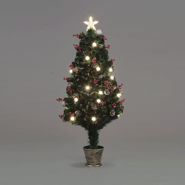 Fibre Optic 120cm Winter Berry Tree 22 Warm White LEDs 