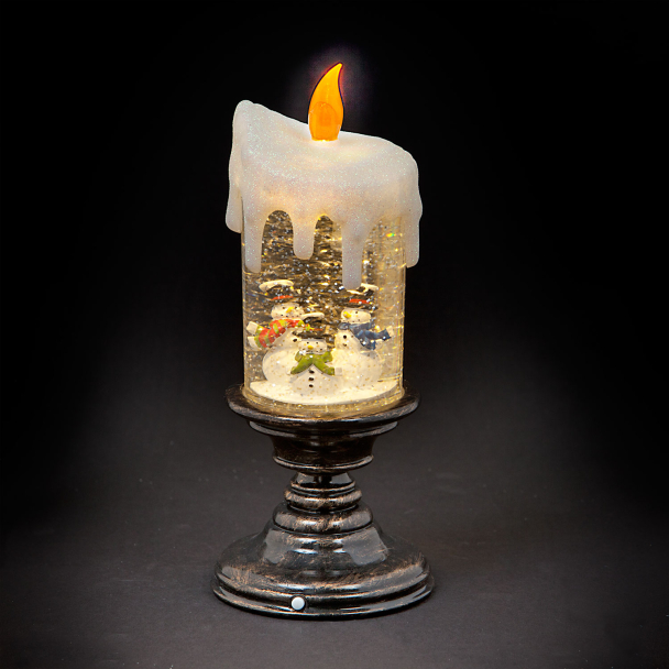Water LED Candlestick with Snowman Scene