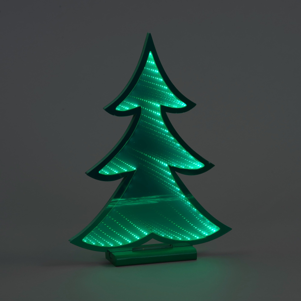 40cm Green LED Standing Infinity Tree w/Wooden Base Indoor Christmas Decoration