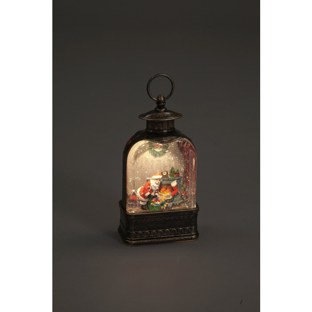 Battery Operated Christmas Water Lantern With Festive Santa Scene 24cm