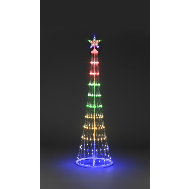 180cm Cone Tree  w/220 Multi LEDs 8 Functions Christmas Trees