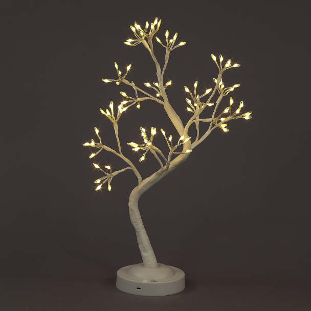 Battery Operated 50cm White Twig Tree w/ 80 Warm White LEDs Christmas Trees