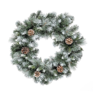 2ft Frosted Glacier Wreath with Pine Cones
