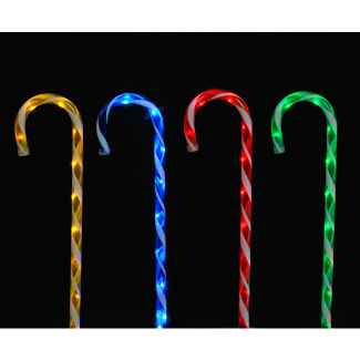 Set of 4 75cm Candy Cane Garden Stakes with 40 LEDs 