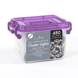 480 Warm White & Ice White LED Cluster Lights With Timer